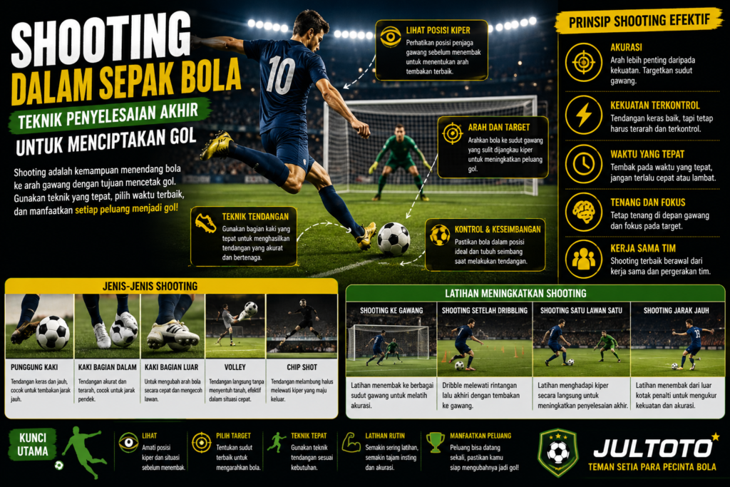 Shooting dalam Sepak Bola Jultoto Teknik Penyelesaian Akhir